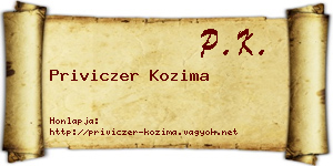 Priviczer Kozima névjegykártya